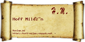 Hoff Milán névjegykártya